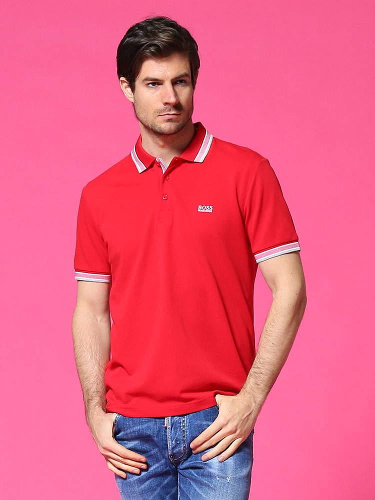 HUGO BOSS (ヒューゴボス) 衿ライン ワンポイント 半袖 ポロシャツ HBPOLO10102943 ブランド