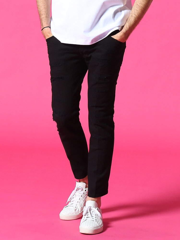 DSQUARED2 (ディースクエアード) ダメージ加工 ボタンフライ ブラックジーンズ SKATER D2LB0861STN833B