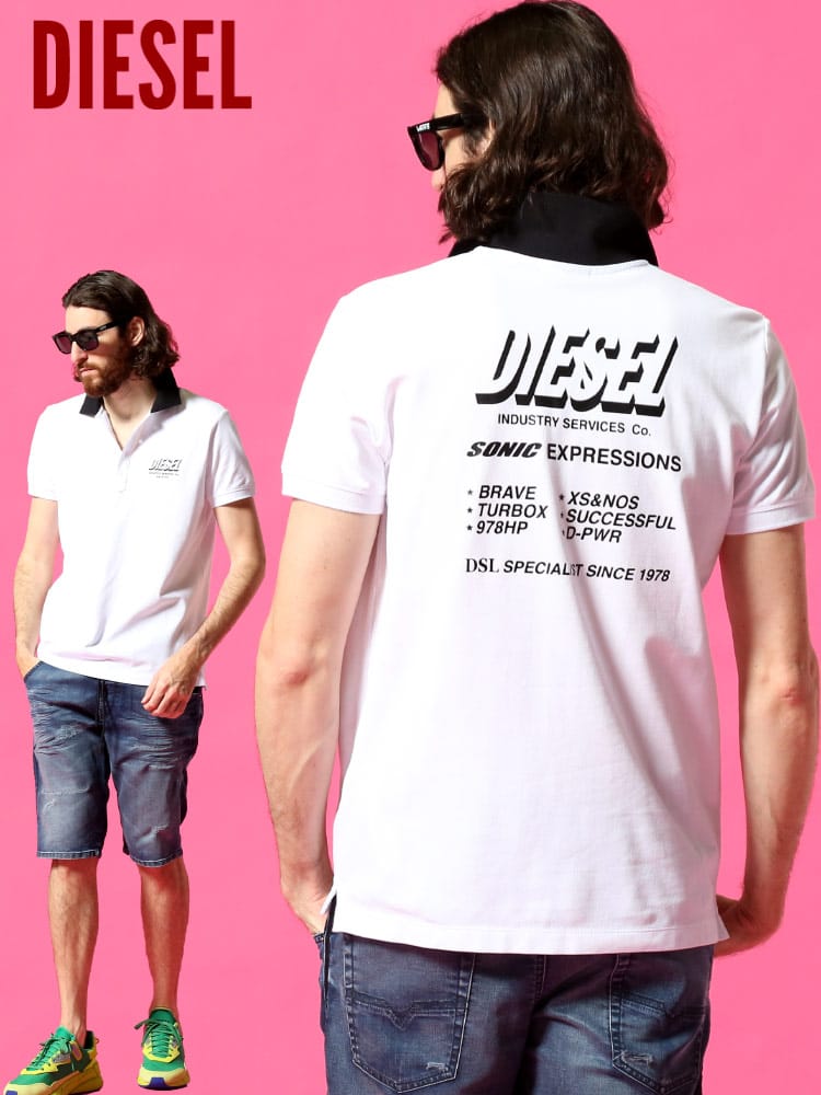 DIESEL (ディーゼル) バックプリント 半袖 ポロシャツ DSA01828MXZA