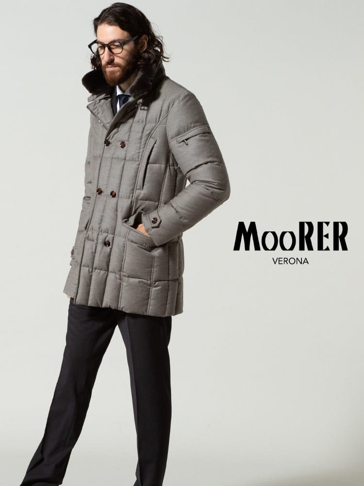 MOORER (ムーレー) 取り外し 襟裏ファー ダブル ダウン ジャケット 