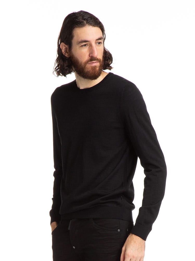 HUGO BOSS (ヒューゴボス) ウール100％ 無地 クルーネック 長袖 ニット HBLENO10203757