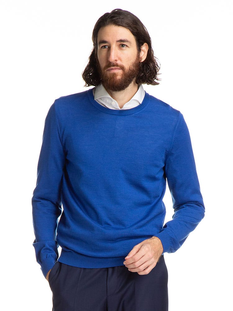 HUGO BOSS (ヒューゴボス) ウール100％ 無地 クルーネック 長袖 ニット HBLENO10203757