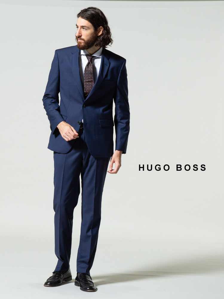 HUGO BOSS (ヒューゴボス) ウール シングル 2ツ釦 ノータック スーツ ...