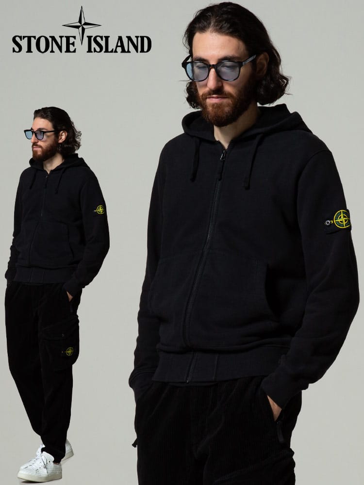 STONE ISLAND ストーンアイランド 裏起毛 袖ロゴ フルジップ スウェット パーカー ブランド メンズ トップス ジップ SIMO751564220