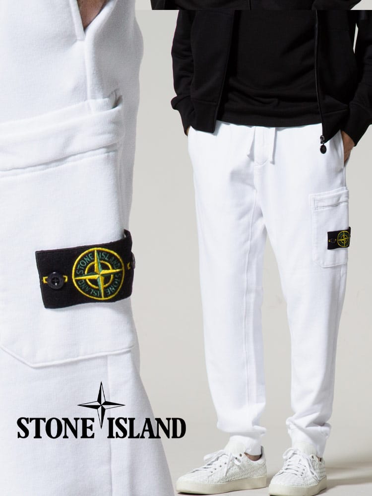 STONE ISLAND (ストーンアイランド) 裏起毛 ロゴポケット ジップフライ スウェットパンツ SIMO751564520