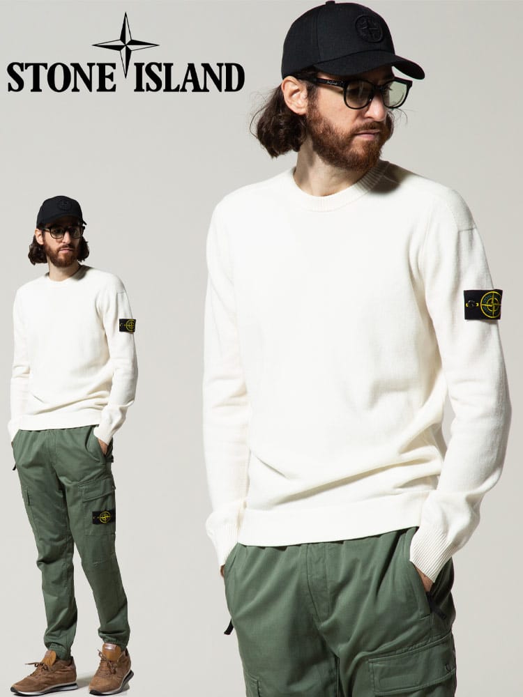 STONE ISLAND (ストーンアイランド) 袖ロゴ クルーネック 長袖 ニット SIMO7515508A1