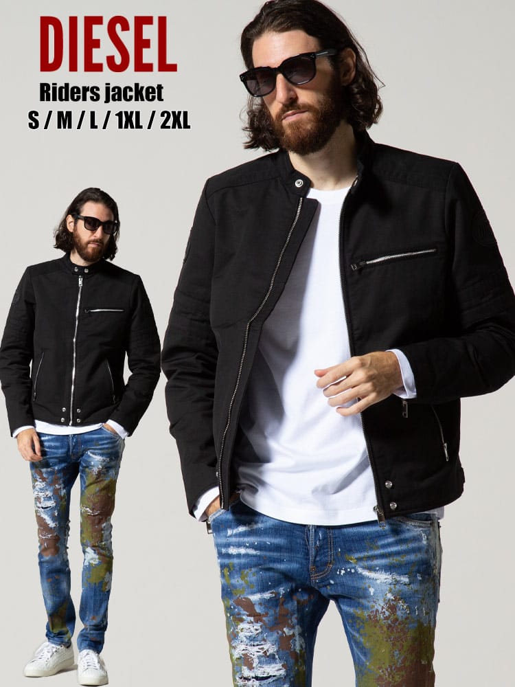 DIESEL (ディーゼル) コットン フルジップ ライダースジャケット DSSKL8LAXT