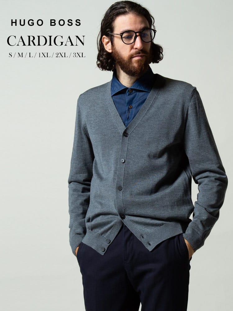 ヒューゴボス メンズ HUGO BOSS ウール ニット カーディガン ブランド トップス ニット セーター ハイゲージ HB50392802