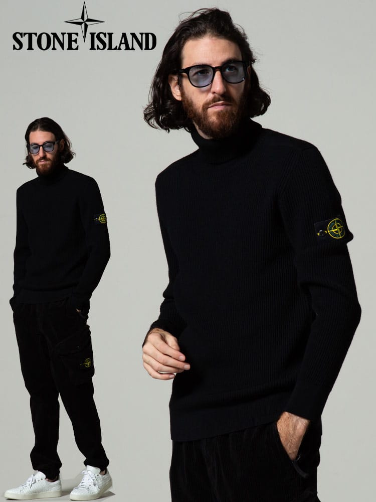 STONE ISLAND ストーンアイランド ウール100％ ハイネック 長袖 リブニット ブランド メンズ トップス ニット セーター SI7515525C2