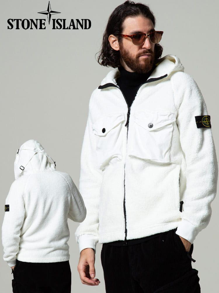 STONE ISLAND ストーンアイランド ポケット フード フルジップ ボア パーカー ブランド メンズ アウター ジャケット ブルゾン ボア SI751560134