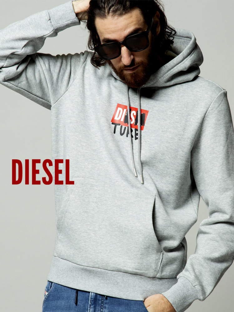 DIESEL ディーゼル BOX ロゴ プルオーバー スウェット パーカー ブランド メンズ トップス パーカー 長袖 フード DSA03270GRAL