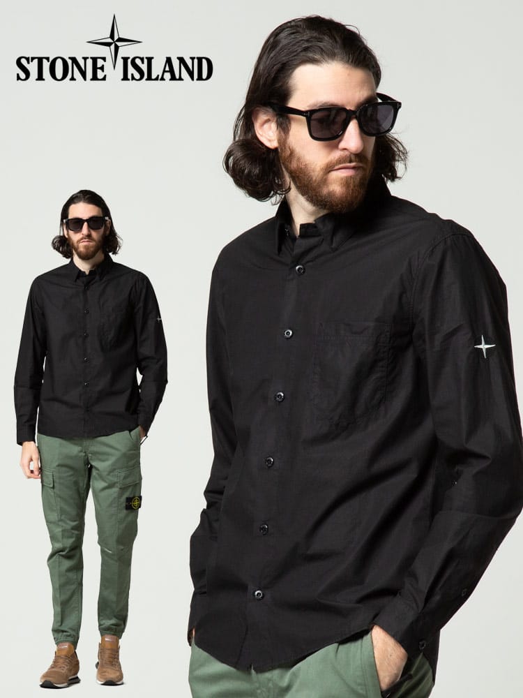STONE ISLAND (ストーンアイランド) ロゴワンポイント 長袖 カジュアルシャツ SI76152510