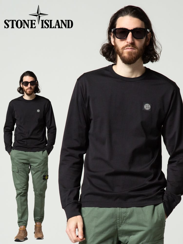 STONE ISLAND (ストーンアイランド) ワンポイント クルーネック 長袖 Tシャツ SI761522713