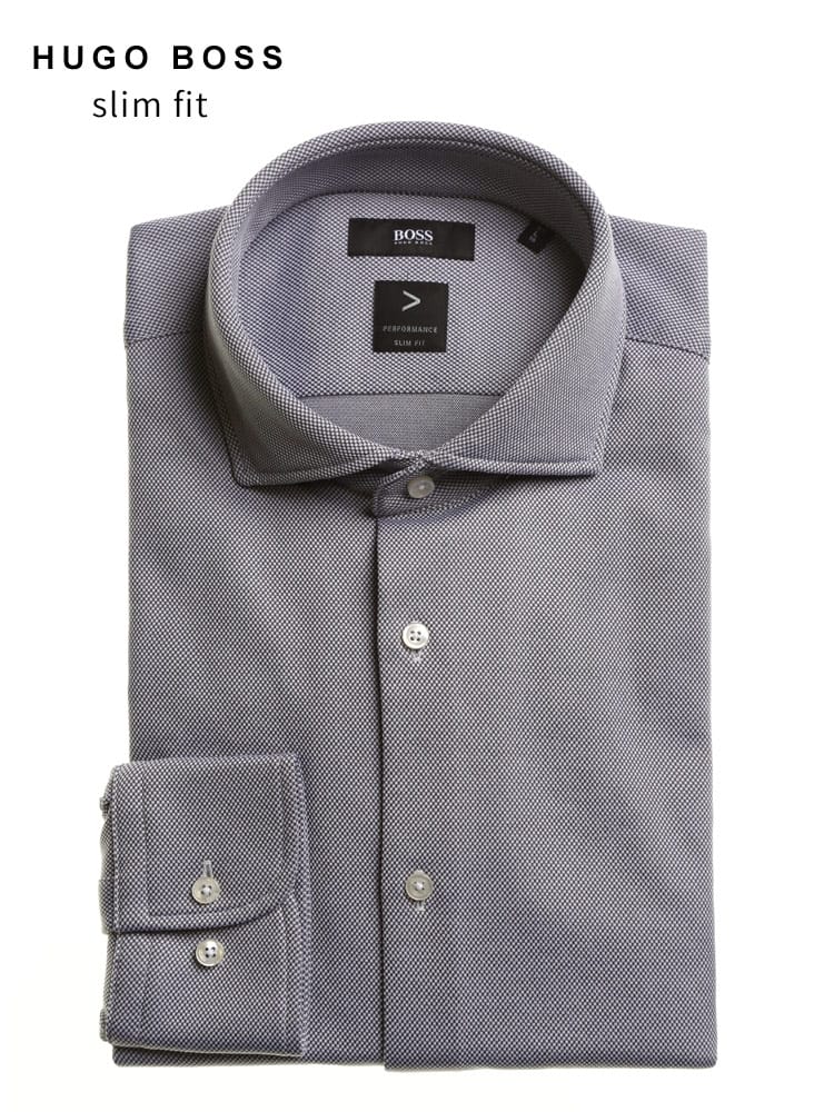 HUGO BOSS (ヒューゴボス) ストレッチ ホリゾンタルカラー 長袖 ドレスシャツ SLIMFIT HBHANK10237882