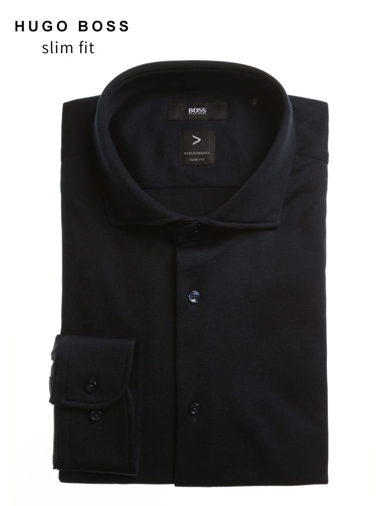 HUGO BOSS (ヒューゴボス) ストレッチ ホリゾンタルカラー 長袖 ドレスシャツ SLIMFIT HBHANK10237882