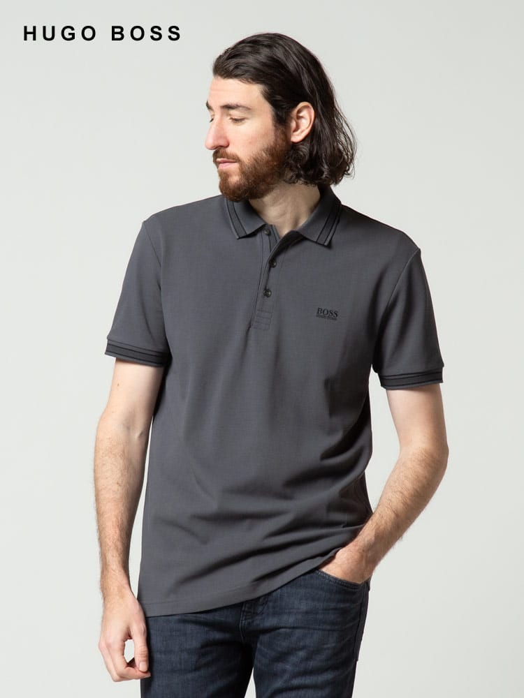 HUGO BOSS (ヒューゴボス) 襟袖ライン 半袖 ポロシャツ HB50398302 22fd IP ブランド