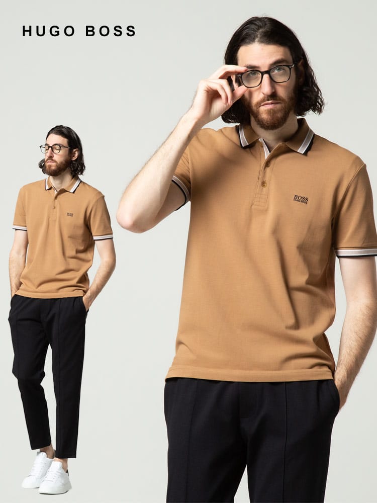 HUGO BOSS (ヒューゴボス) 襟袖ライン 半袖 ポロシャツ HB50398302 22fd IP ブランド