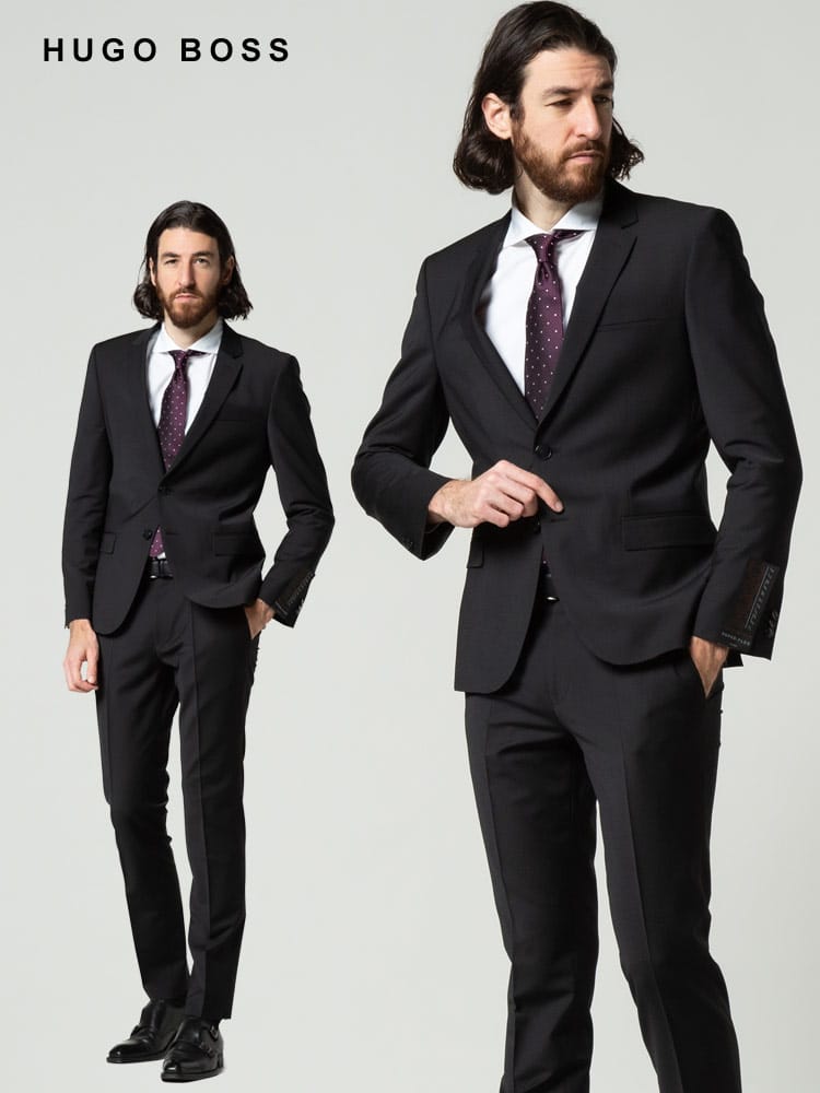 HUGO BOSS (ヒューゴボス) 無地 シングル ノータック スーツ EXTRA SLIMFIT HBAH10217983P