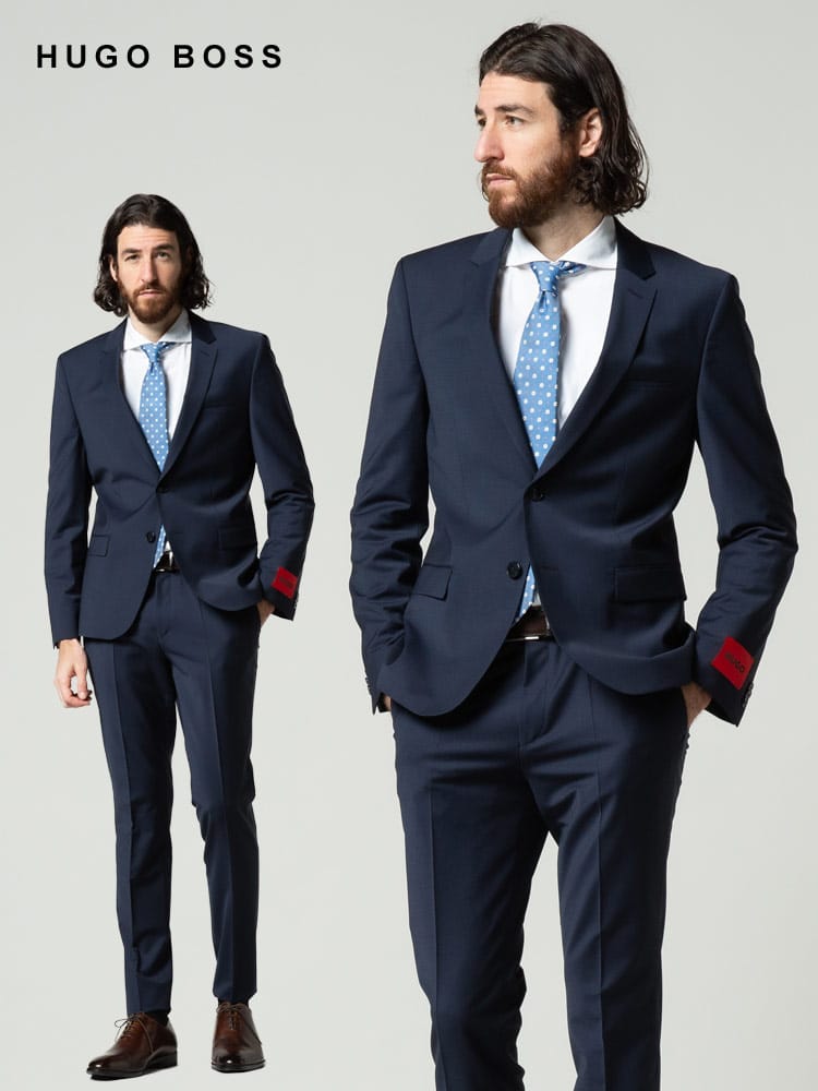 HUGO BOSS (ヒューゴボス) 無地 シングル ノータック スーツ EXTRA SLIMFIT HBAH10217983P