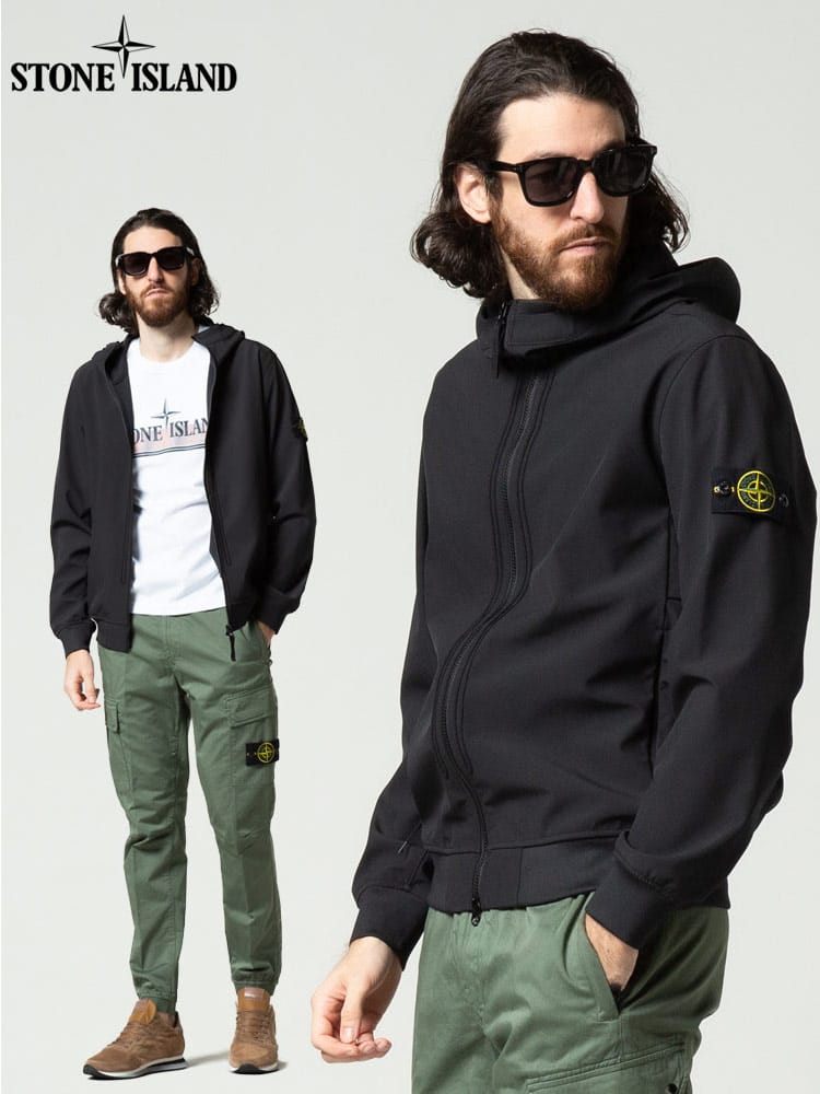 STONE ISLAND (ストーンアイランド) ソフトシェル フード フルジップ 