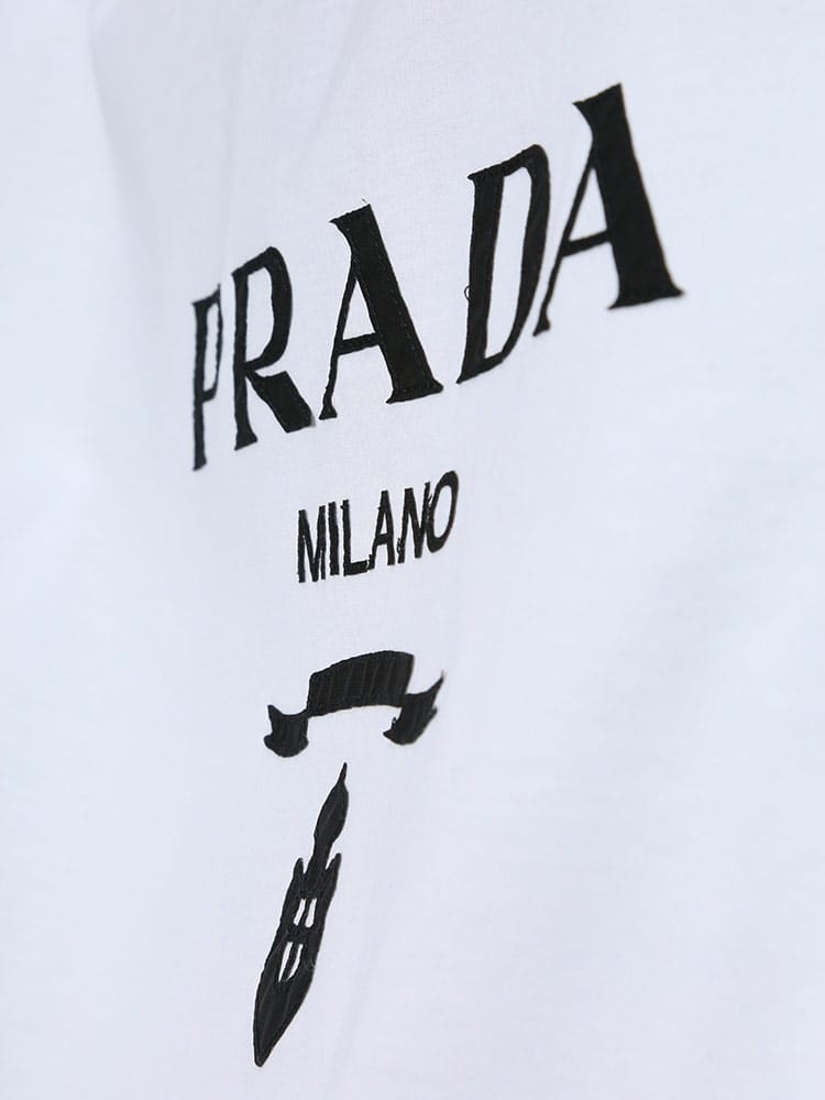 PRADA (プラダ) ロゴプリント クルーネック 半袖 Tシャツ 