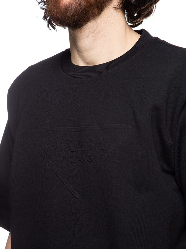 PRADA (プラダ) エンボスロゴ クルーネック スウェット 半袖 Tシャツ 