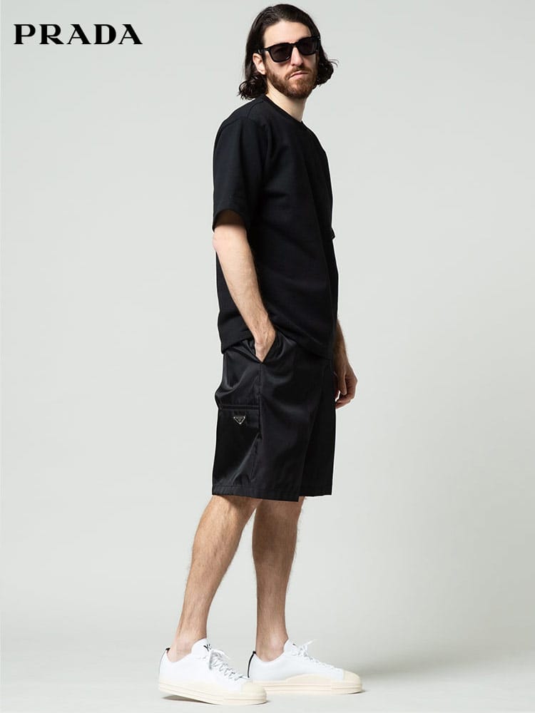 PRADA (プラダ) ナイロン ワンポイントロゴ バミューダショーツ  