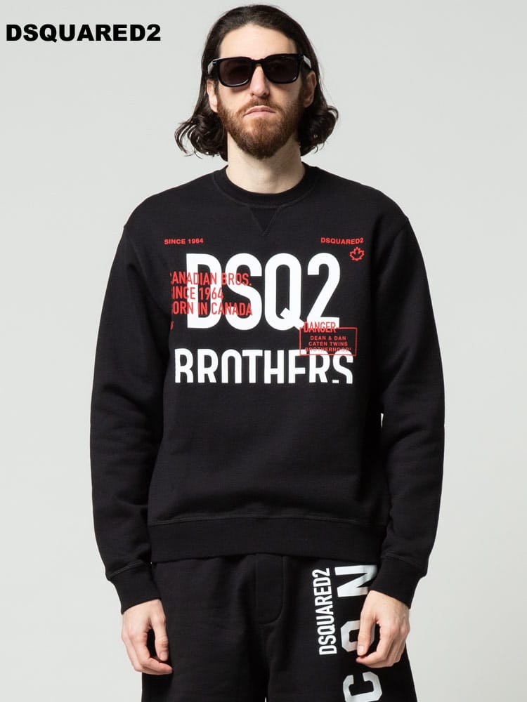 DSQUARED2 (ディースクエアード) 裏起毛 ロゴプリント クルーネック トレーナー D2GU0578S25516 ブランド メンズ スウェット