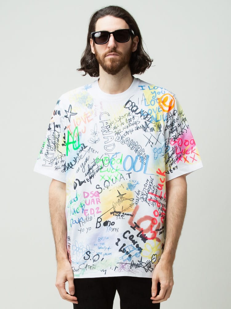 DSQUARED2 (ディースクエアード) グラフィティプリント クルーネック 半袖 Tシャツ D2GD0965S23009