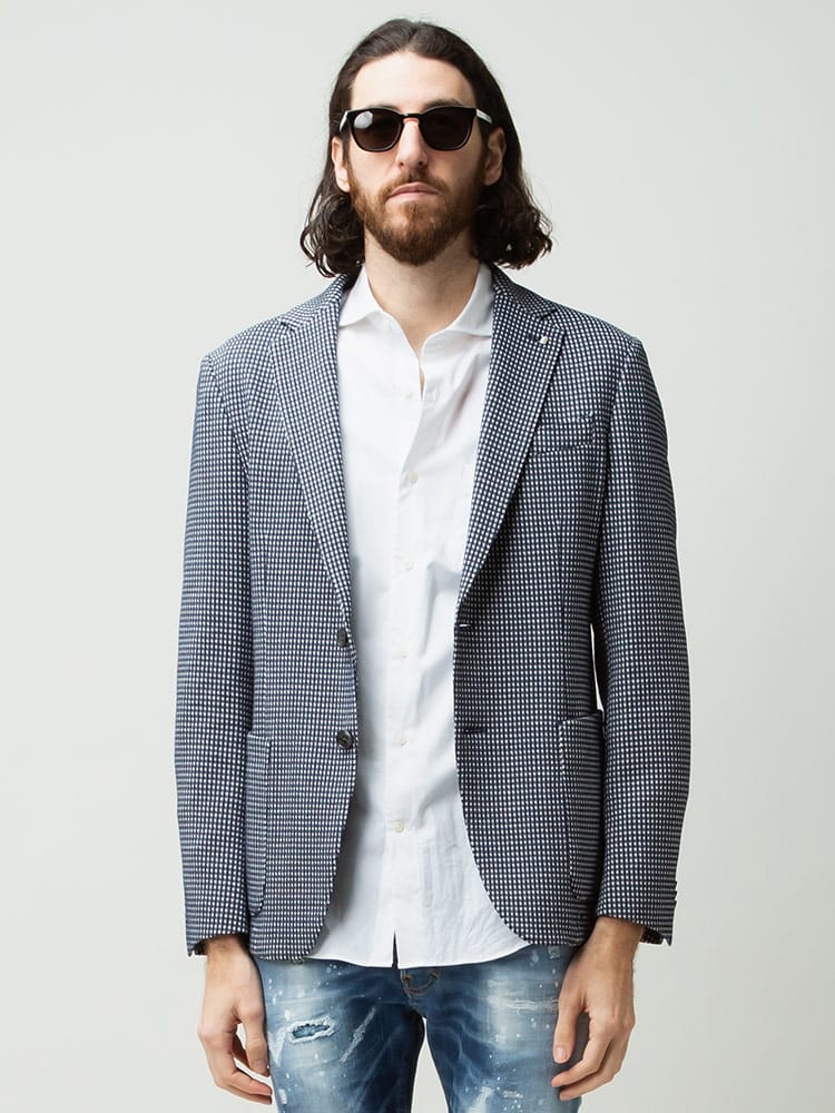 HUGO BOSS (ヒューゴボス) ミニチェック シングル ニット ジャケット HBHANRY10241597