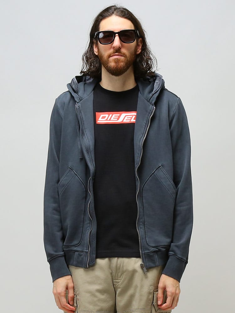 DIESEL (ディーゼル) 異素材切り替え フルジップ パーカー 