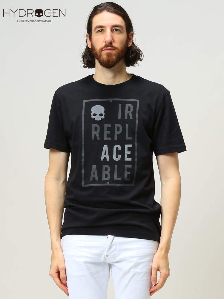 HYDROGEN (ハイドロゲン) ブランド メンズ フロントプリント クルーネック 半袖 Tシャツ HYT00522