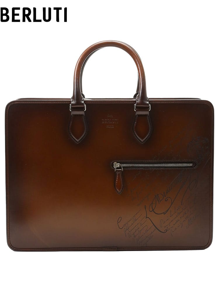 ベルルッティ メンズ バッグ Berluti ブランド 鞄 ビジネスバッグ ショルダーバッグ ブリーフケース ドゥジュール スクリットレザー レザー ヴェネチアレザー 本革 ビジネス 茶色 BRM235691