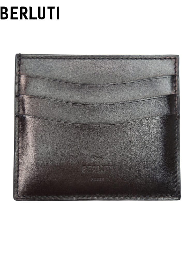 ベルルッティ メンズ カードケース Berluti ブランド カードホルダー 財布 ウォレット カード入れ 名刺入れ ロゴ バンブー 6CCレザー ヴェネチアレザー カーフレザー レザー 黒 クロ BRN235736