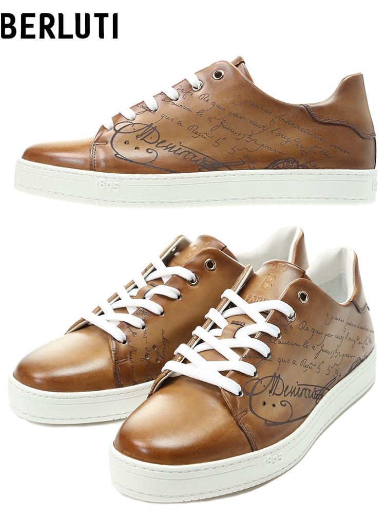 ベルルッティ メンズ スニーカー Berluti ブランド シューズ 靴 ローカット ローカットスニーカー ロゴ プレイタイム スクリットレザー ヴェネチアレザー レザー 本革 ブラウン 茶色 BRS5330009