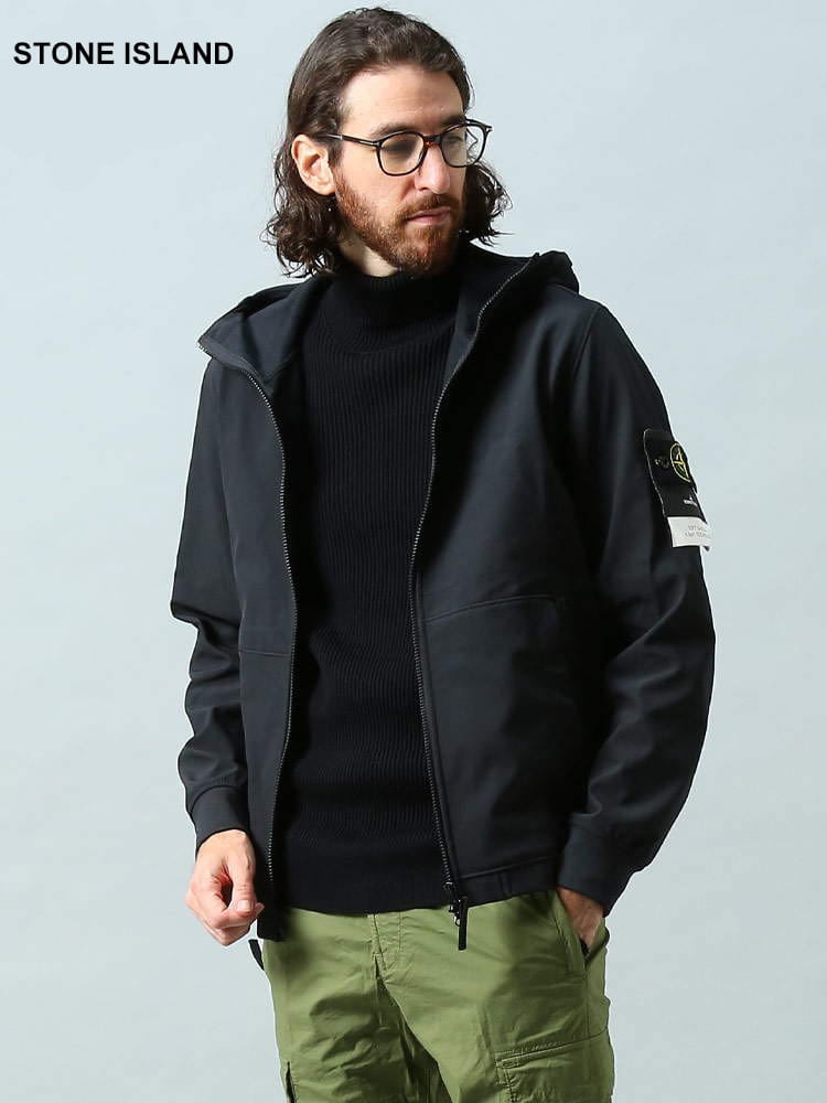ストーンアイランド メンズ ブルゾン STONE ISLAND ブランド ソフトシェル ライトアウター アウター ジャケット パーカー 裏フリース フルジップ SI7715Q0122