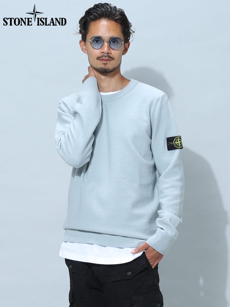 ストーンアイランド メンズ ニット STONE ISLAND ブランド セーター トップス プルオーバー ロゴ クルーネック SI7715526A1