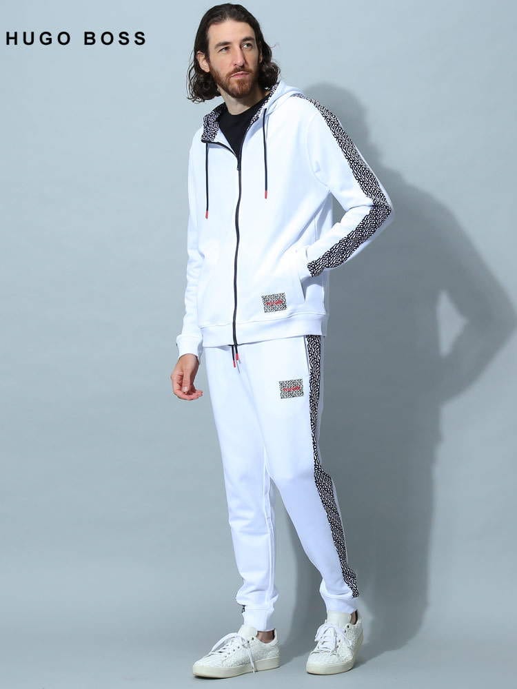 ヒューゴボス メンズ セットアップ HUGO BOSS ブランド セット スウェット パーカー パンツ サイドライン リラックスフィット 大きいサイズ HBR10243311SU