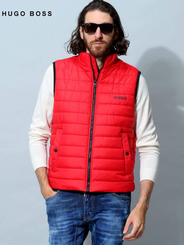 ヒューゴボス メンズ ベスト HUGO BOSS Primaloft ブランド ジレ アウター スタンド フルジップ ロゴ 中綿 大きいサイズ HBR50468742