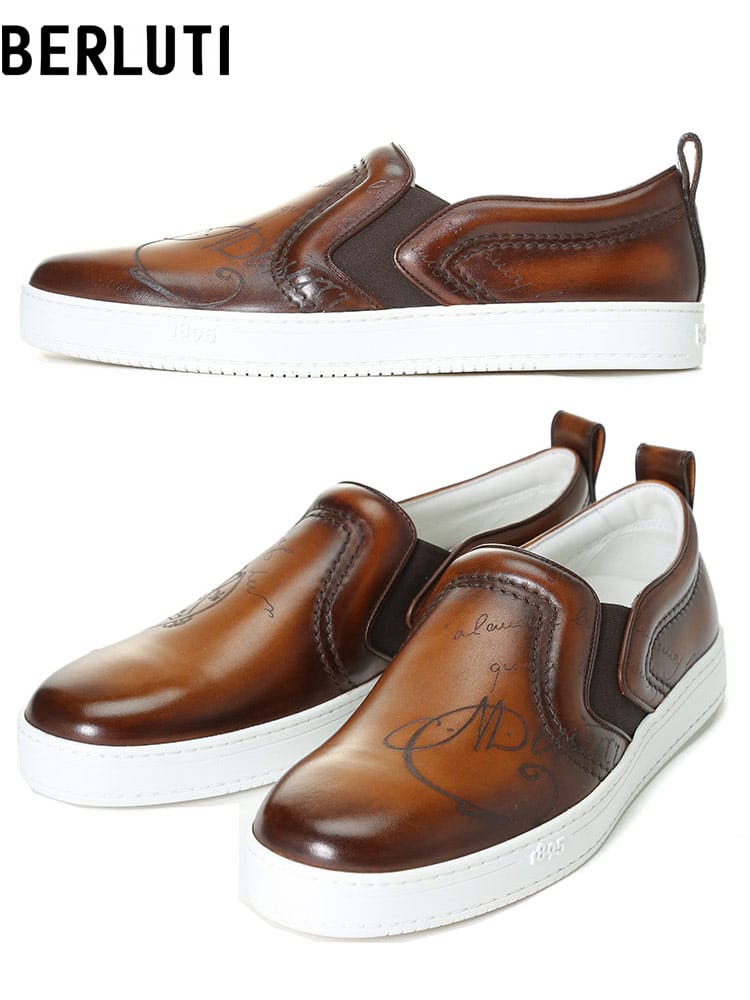 ベルルッティ メンズ スニーカー Berluti ブランド シューズ 靴 スリッポン プレイタイム スクリット レザー 本革 BRS5685001ML6