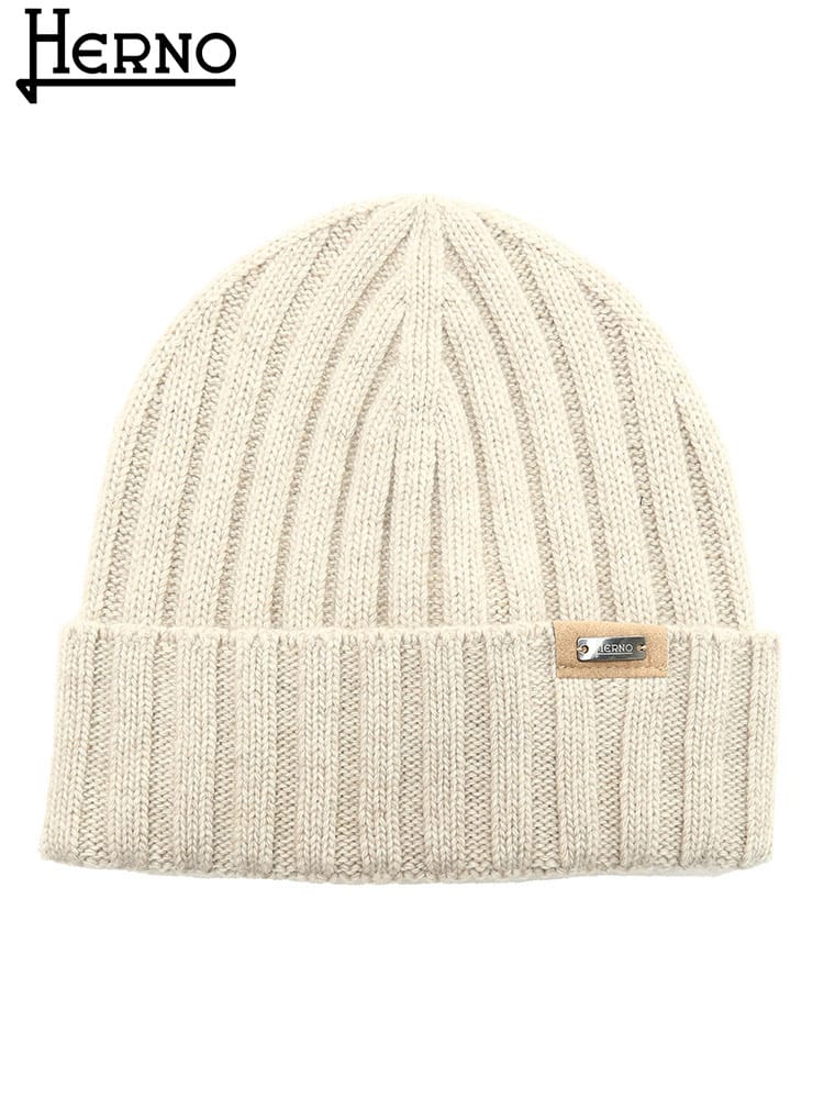 ヘルノ メンズ 帽子 HERNO ブランド ニット帽 ニットキャップ キャップ カシミヤ混 リブ HRBER00003U