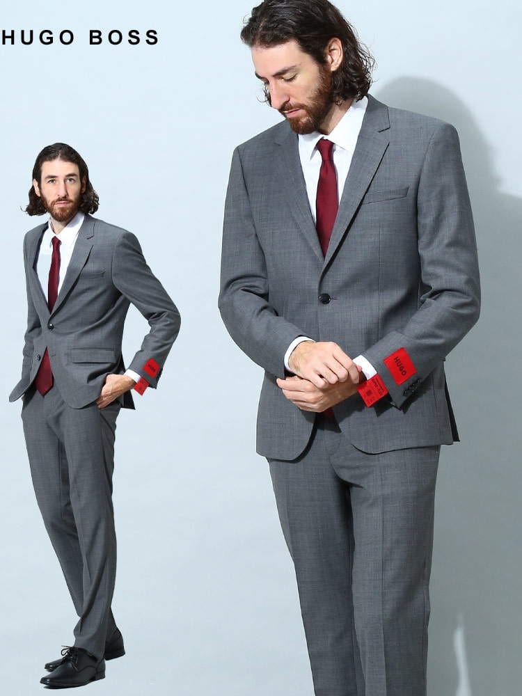 ヒューゴボス メンズ スーツ HUGO BOSS ブランド ビジネス ストレッチ シングル ノータック HBHG10236958P