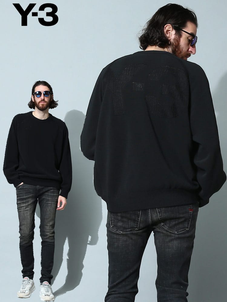 Y-3 (ワイスリー) バックロゴ クルーネック プルオーバー CLASSIC KNIT Y3GV4214