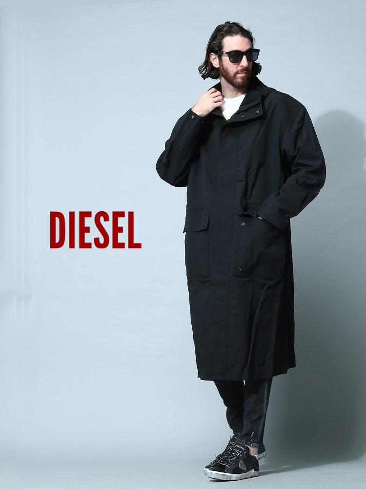 ディーゼル メンズ コート DIESEL ブランド ロングコート モッズコート アウター ブルゾン フード J-ARNU【サカゼン公式通販】