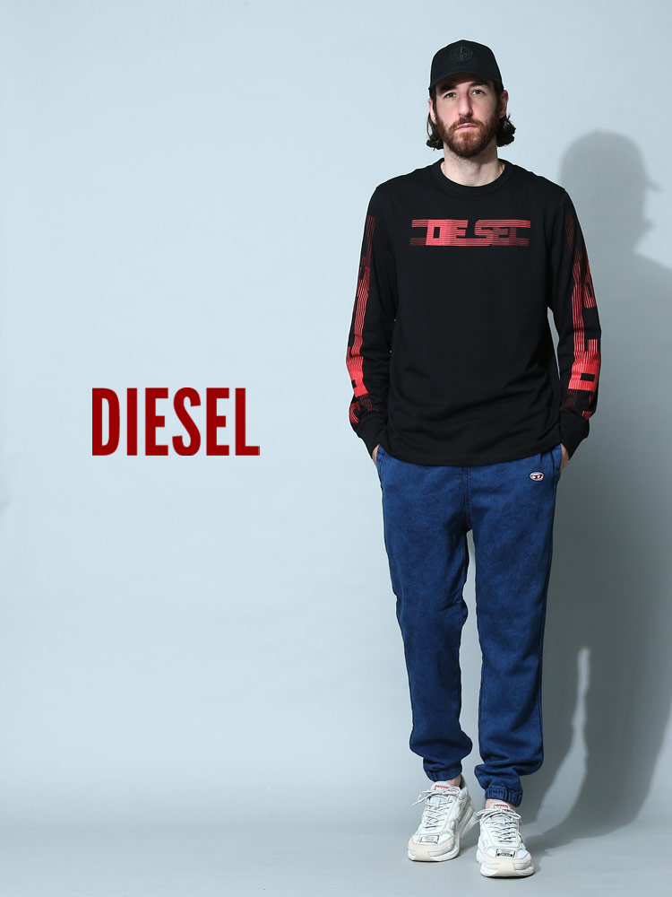 ディーゼル メンズ デニム DIESEL ブランド ボトムス パンツ スウェット ワンポイント 裾リブ D-LAB-NE【サカゼン公式通販】