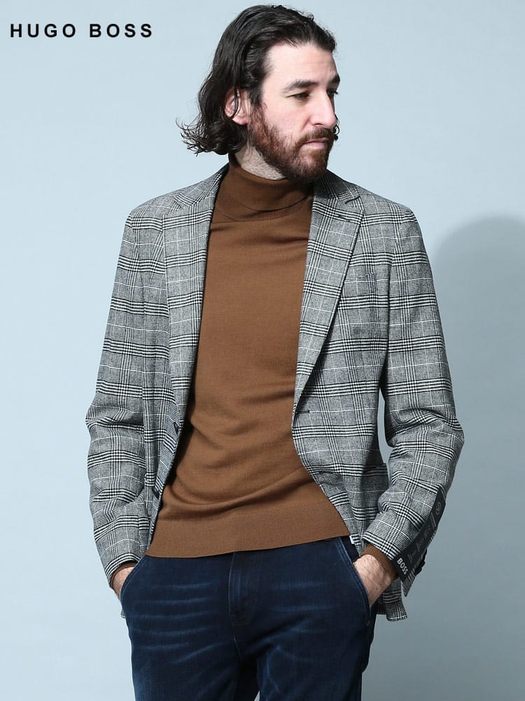 ヒューゴボス メンズ ジャケット HUGO BOSS ブランド アウター テーラード チェック柄 シングル HBHANRY10244994
