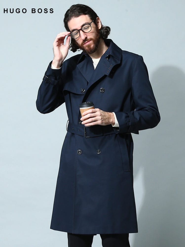 HUGO BOSS (ヒューゴボス) ダブル ロング トレンチコート 