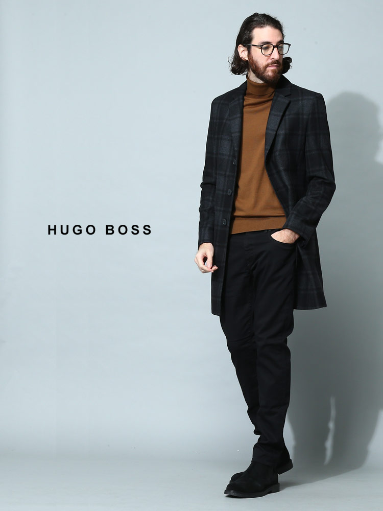 HUGO BOSS (ヒューゴボス) チェック シングル チェスターコート 