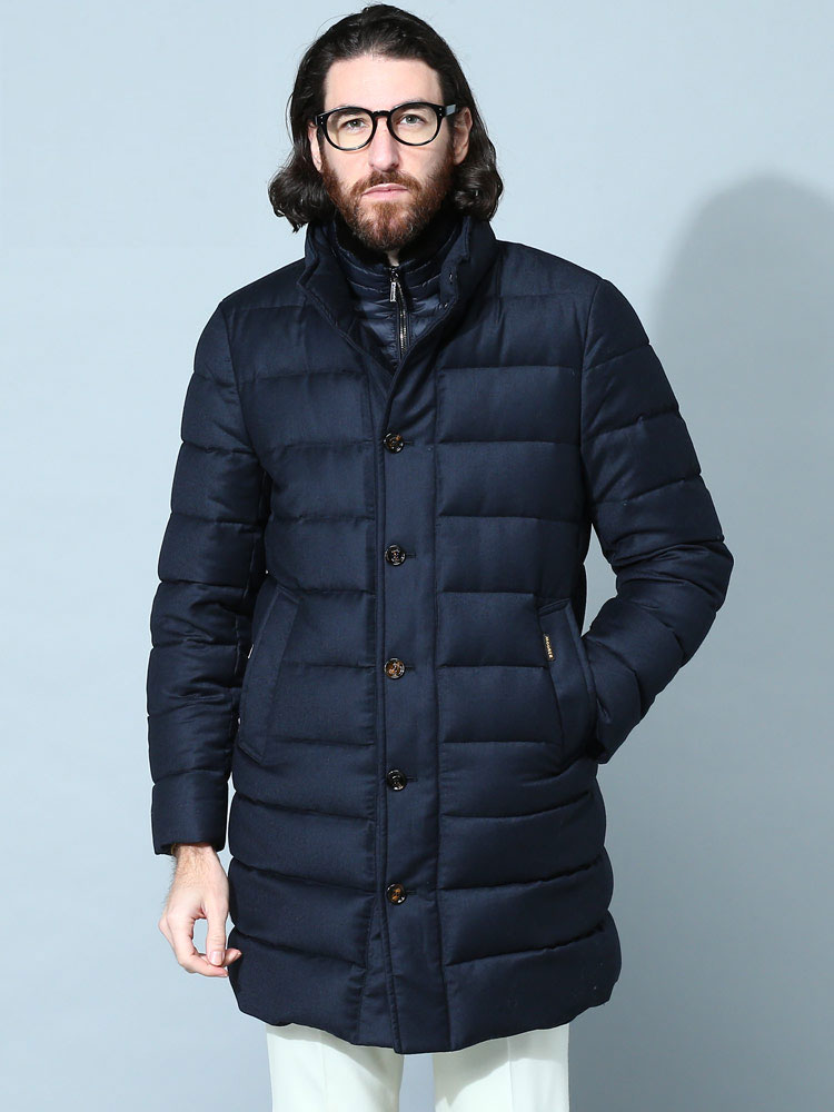 ムーレー メンズ ダウン MOORER ブランド ダウンコート アウター コート ブルゾン 襟ファー ALFIERI FUR ウール カシミヤ混 MRALFIERIL1