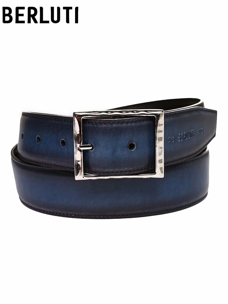 ベルルッティ メンズ ベルト Berluti ブランドベルト ロゴ クラシック スクリットレザー 35MM リバーシブル レザー BRC0082004